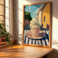 Gelato Fior Di Latte – Italian Outdoor Café Scene, Gelato Illustration, clean layout with no caption