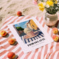 Gelato Fior Di Latte – Italian Outdoor Café Scene, Gelato Illustration, unframed on coastal sand