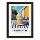 Gelato Fior Di Latte – Italian Outdoor Café Scene, Gelato Illustration, in sleek black frame