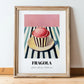 Fragola – on Striped Tablecloth, Gelato Still Life, in wooden frame leaning on the floor