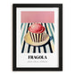 Fragola – on Striped Tablecloth, Gelato Still Life, in sleek black frame