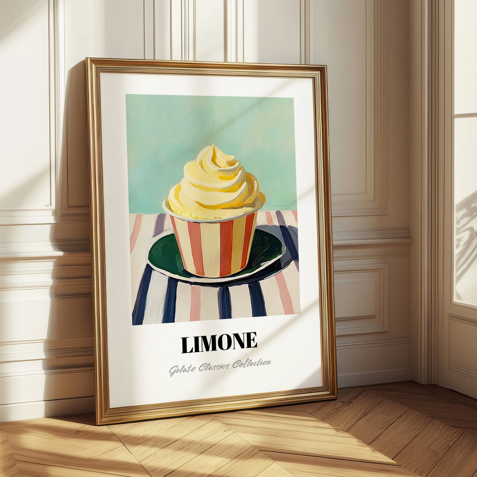 Limone – on Striped Tablecloth, Gelato Wall Painting