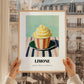 Limone – on Striped Tablecloth, Gelato Wall Painting, styled in a charming Paris street view