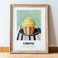 Limone – on Striped Tablecloth, Gelato Wall Painting, in wooden frame leaning on the floor