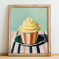 Limone – on Striped Tablecloth, Gelato Wall Painting, no-text version framed in wood
