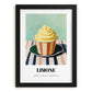 Limone – on Striped Tablecloth, Gelato Wall Painting, in sleek black frame