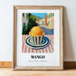 Gelato Mango – Italian Street Café Scene, Gelato Wall Art, in wooden frame leaning on the floor