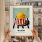 Mango – on Striped Tablecloth, Gelato Wall Poster, styled in a charming Paris street view