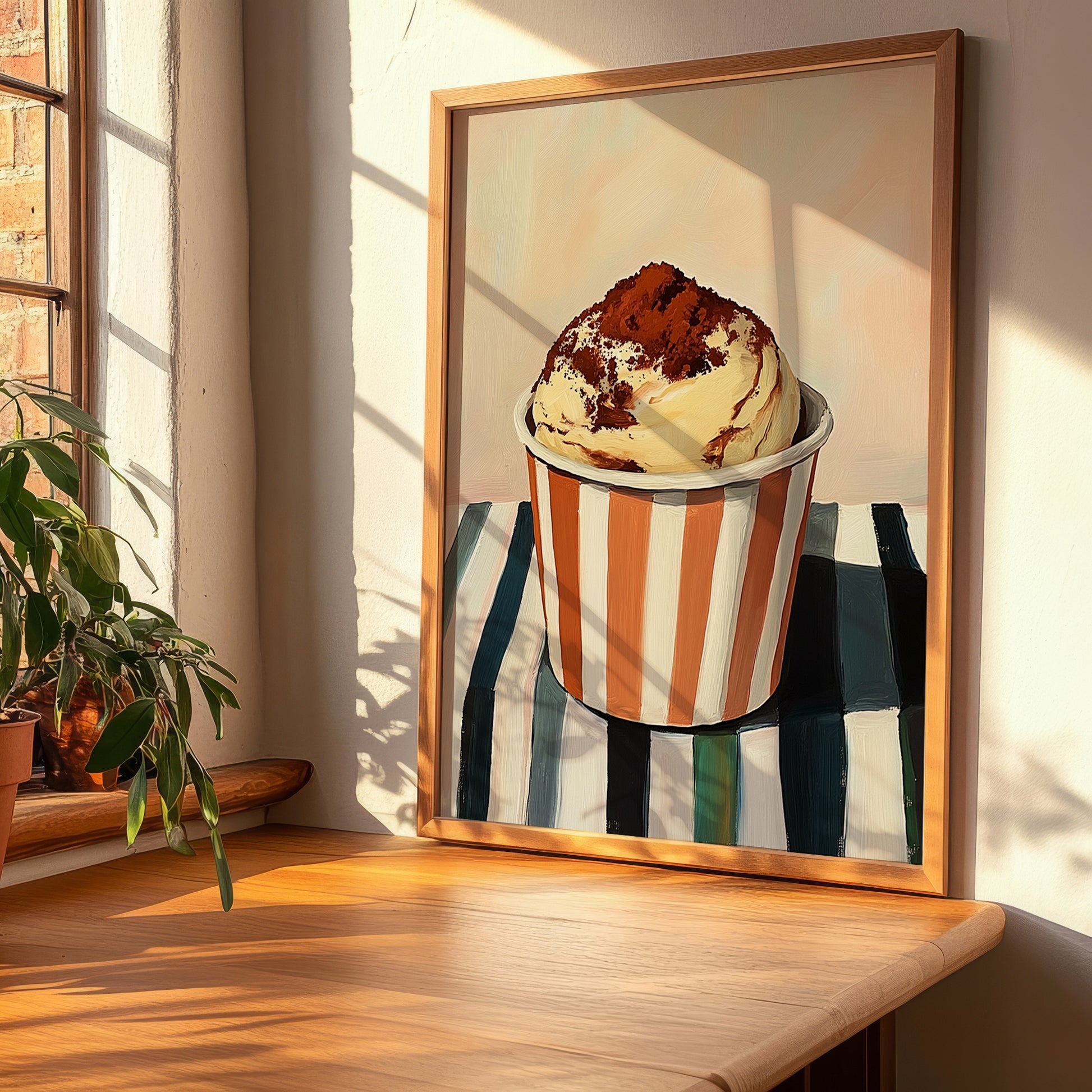 Tiramisu – on Striped Tablecloth, Gelato Wall Decor, clean layout with no caption