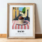 Gelato Bacio – Italian Street Café Scene, Gelato Poster, in wooden frame leaning on the floor