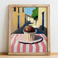Gelato Bacio – Italian Street Café Scene, Gelato Poster, no-text version framed in wood