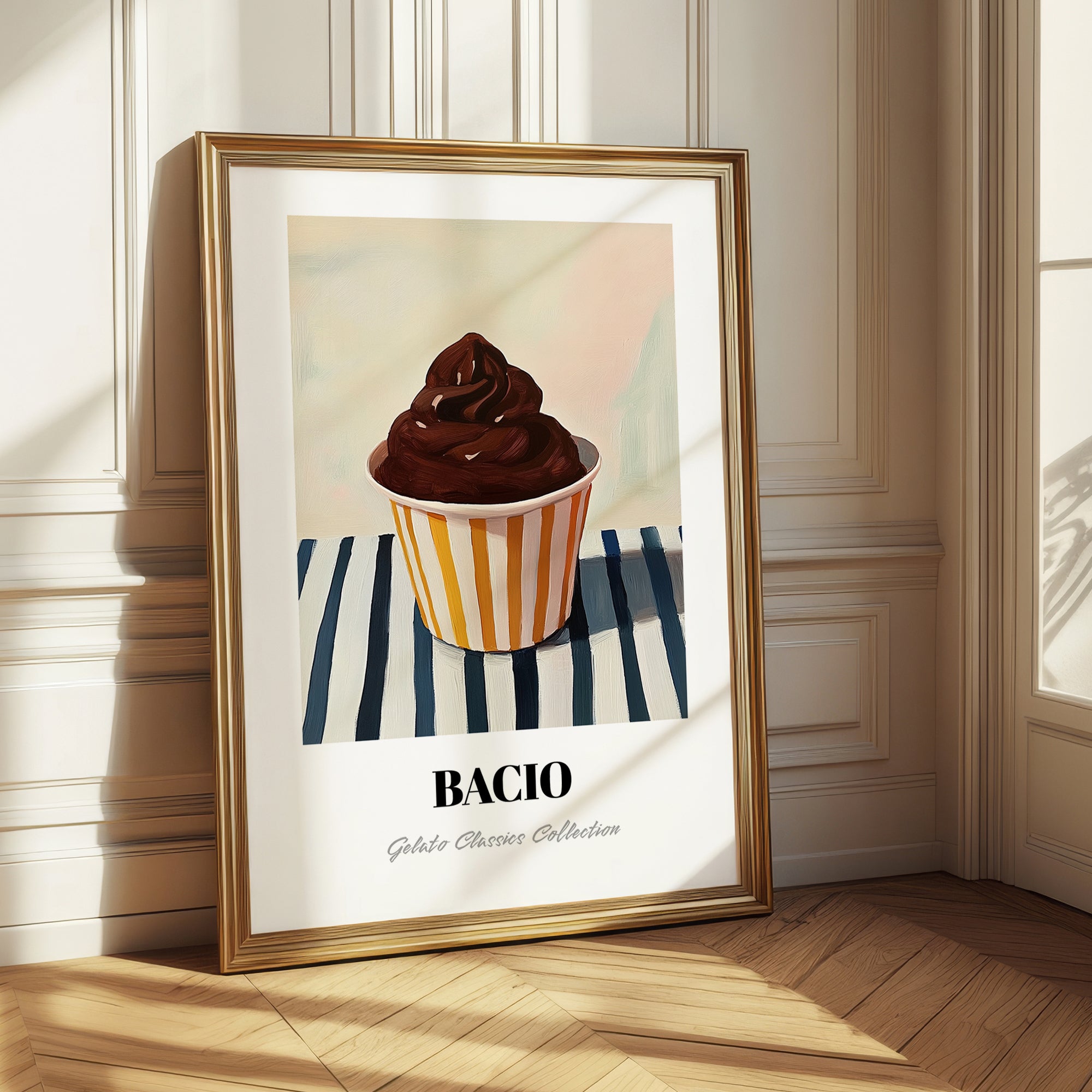 Bacio – on Striped Tablecloth, Gelato Painting