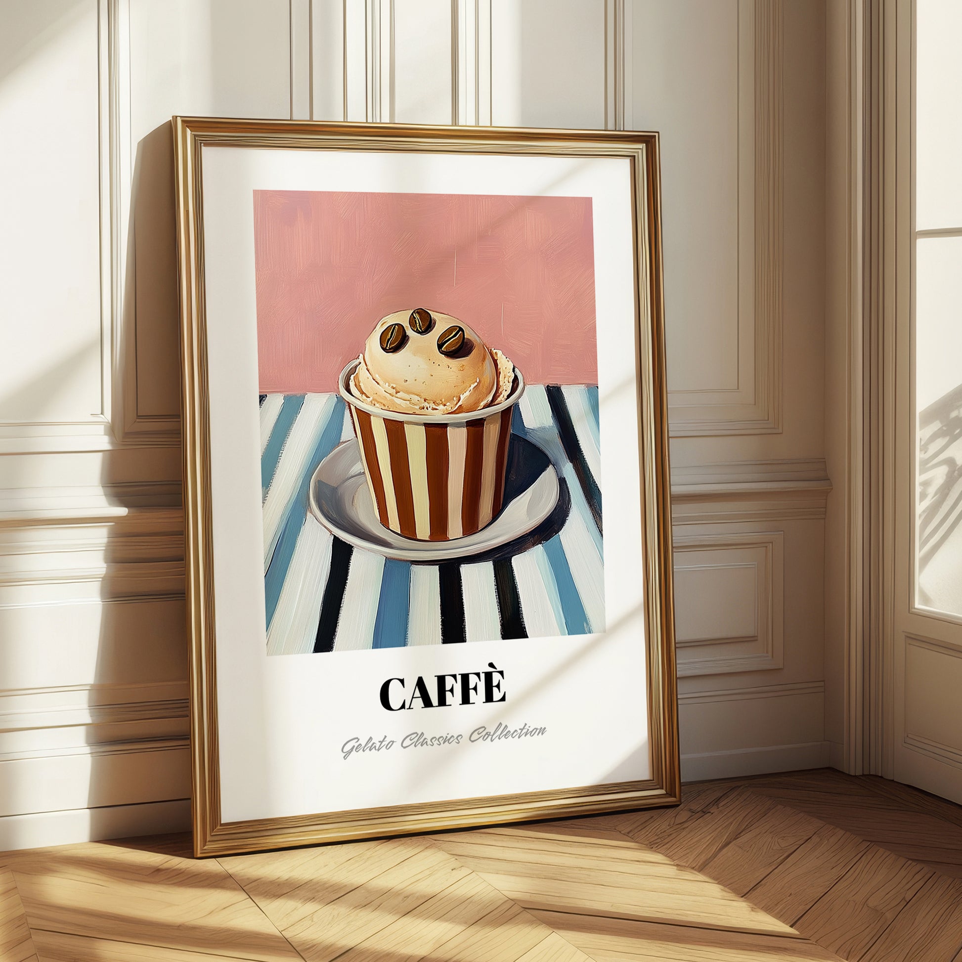 Caffe – on Striped Tablecloth, Gelato Painting