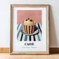 Caffe – on Striped Tablecloth, Gelato Painting, in wooden frame leaning on the floor