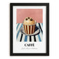Caffe – on Striped Tablecloth, Gelato Painting, in sleek black frame