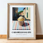 Gelato Caramello Salato – Italian Street Café Scene, Gelato Illustration, in wooden frame leaning on the floor