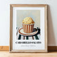 Caramello Salato – on Striped Tablecloth, Gelato Still Life, in wooden frame leaning on the floor