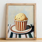 Caramello Salato – on Striped Tablecloth, Gelato Still Life, no-text version framed in wood