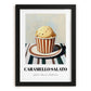 Caramello Salato – on Striped Tablecloth, Gelato Still Life, in sleek black frame