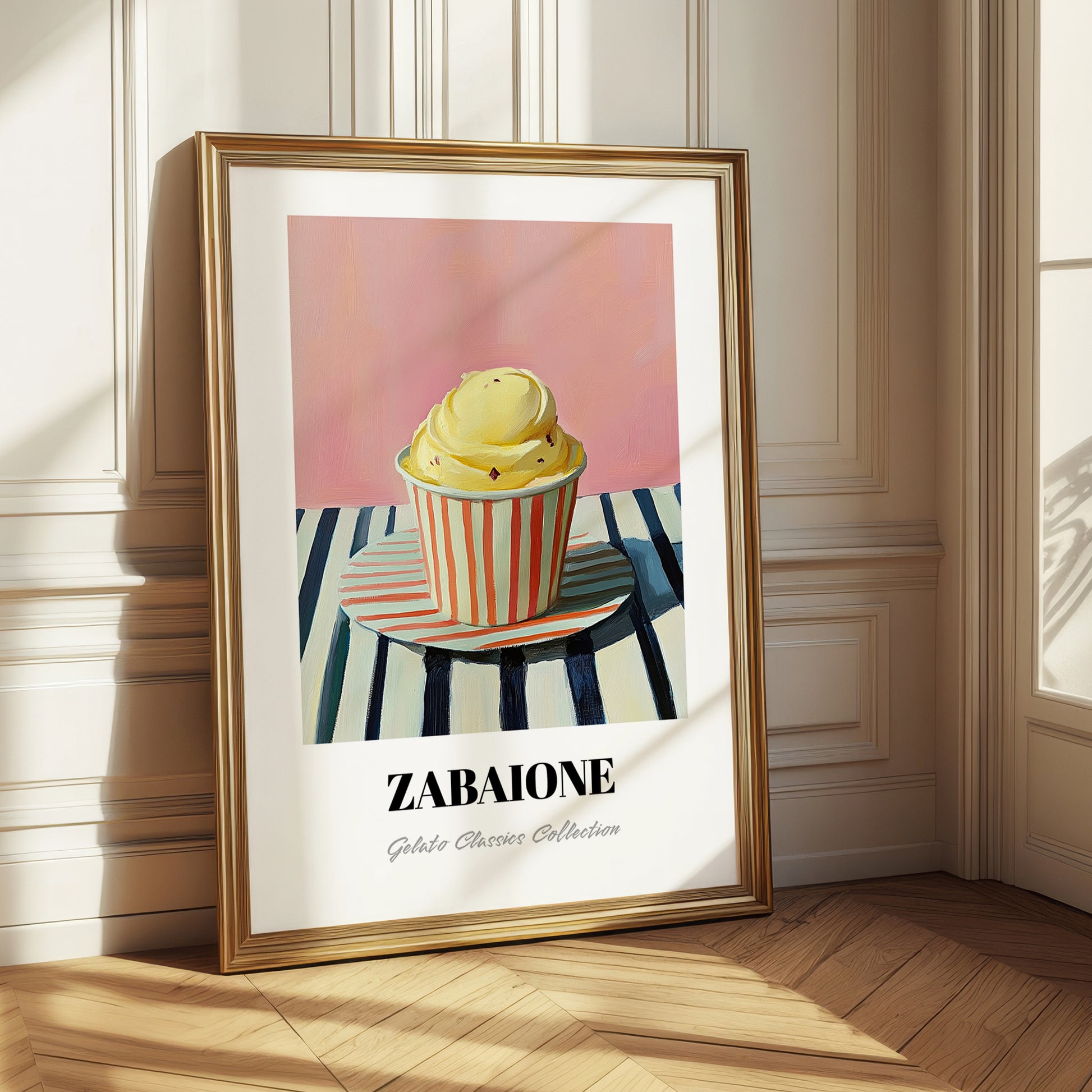 Zabaione – on Striped Tablecloth, Gelato Wall Decor
