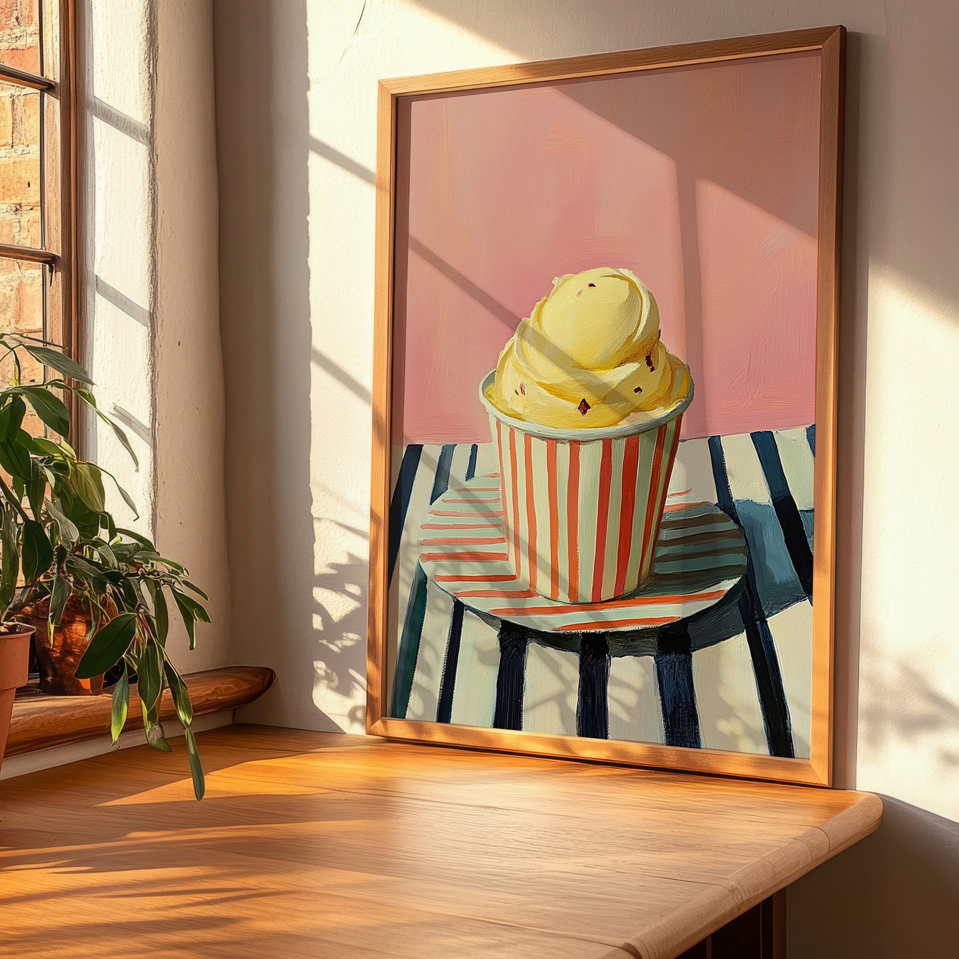 Zabaione – on Striped Tablecloth, Gelato Wall Decor, clean layout with no caption