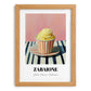 Zabaione – on Striped Tablecloth, Gelato Wall Decor, set in oak frame