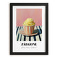 Zabaione – on Striped Tablecloth, Gelato Wall Decor, in sleek black frame
