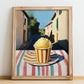 Gelato Zabaione – Italian Street Café Scene, Gelato Painting, no-text version framed in wood