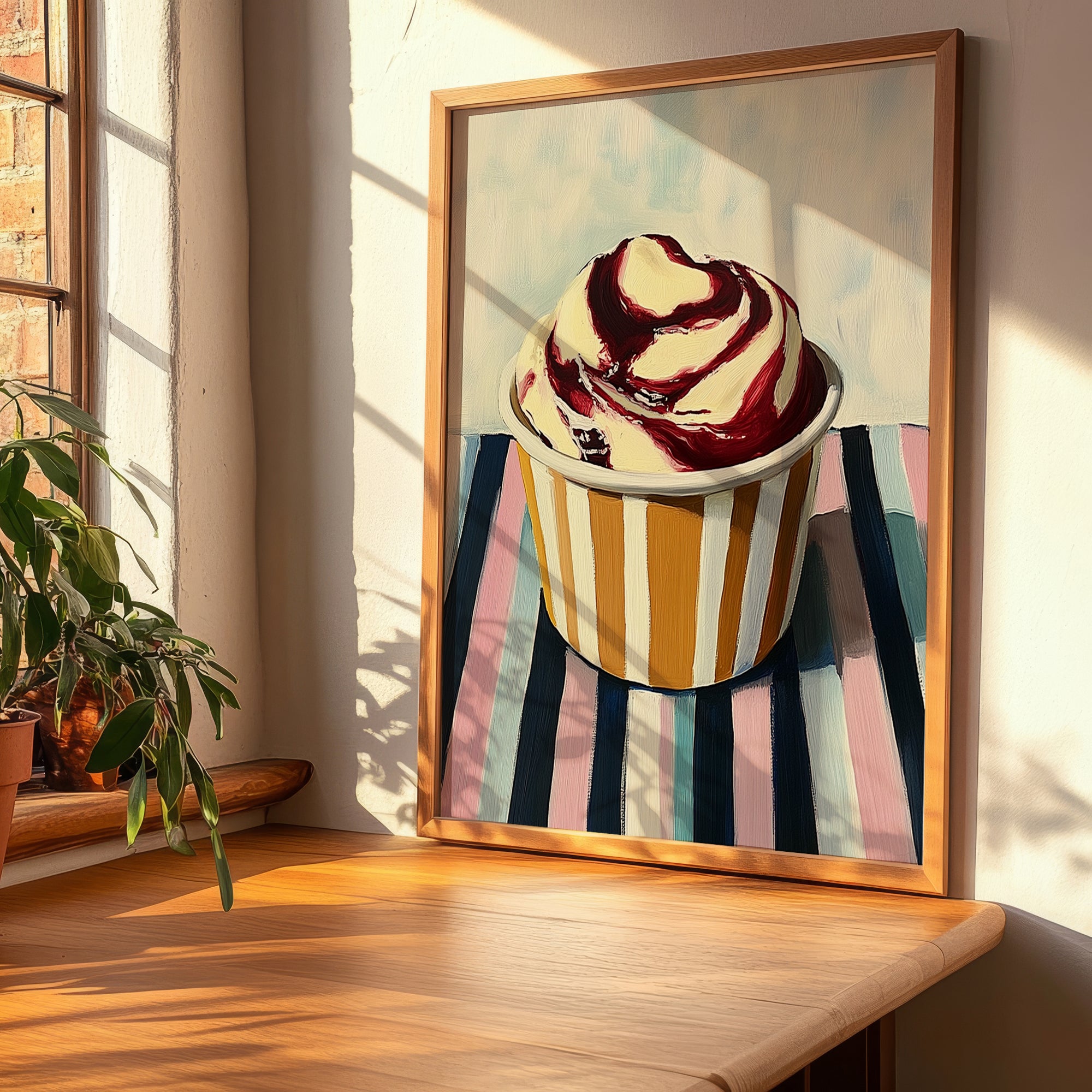 Amarena – on Striped Tablecloth, Gelato Print, clean layout with no caption