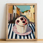 Gelato Amarena – Italian Café on the Corner, Gelato Wall Decor, no-text version framed in wood