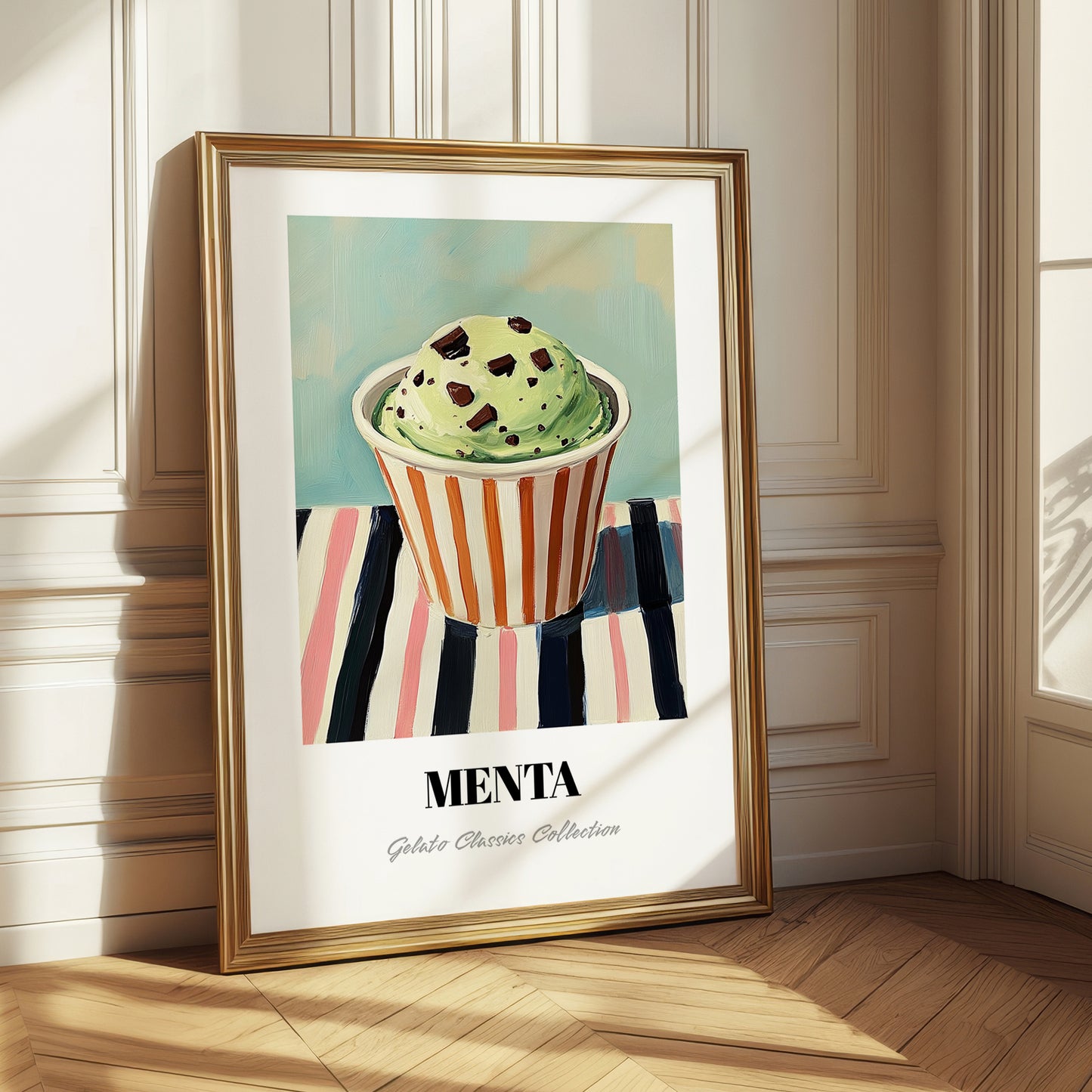 Menta – on Striped Tablecloth, Gelato Poster