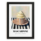 Mascarpone – on Striped Tablecloth, Gelato Still Life, in sleek black frame