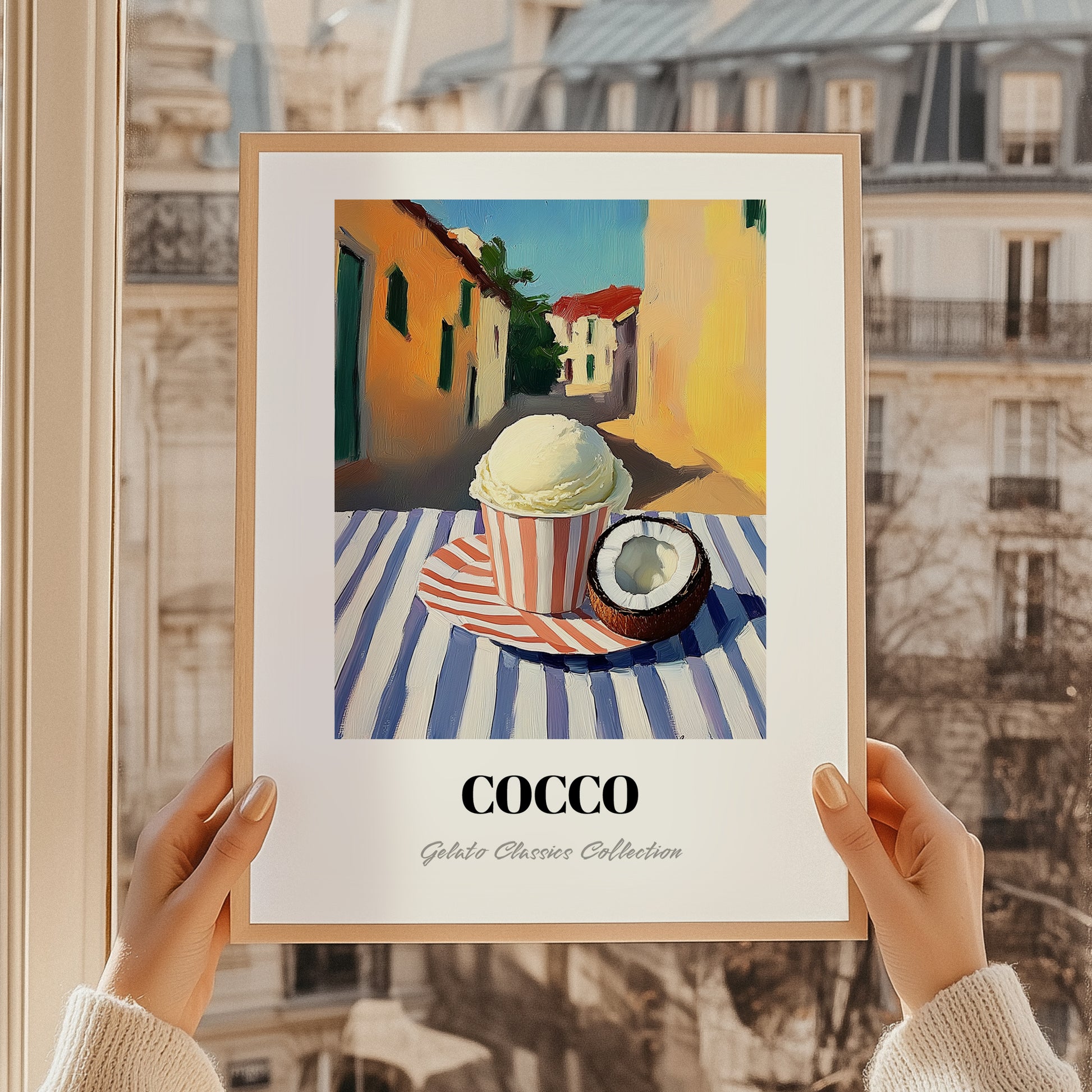 Gelato Cocco – Italian Urban Café Scene, Gelato Still Life, styled in a charming Paris street view