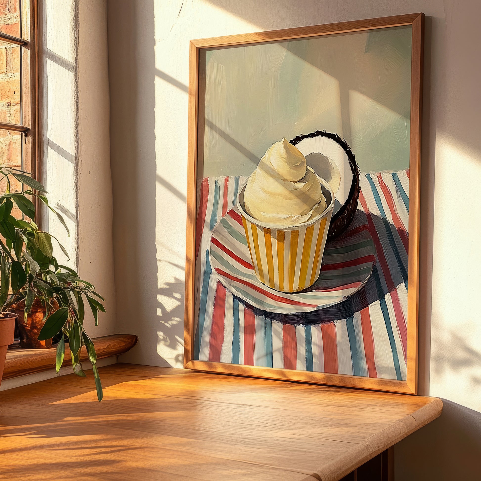 Cocco – on Striped Tablecloth, Gelato Painting, clean layout with no caption