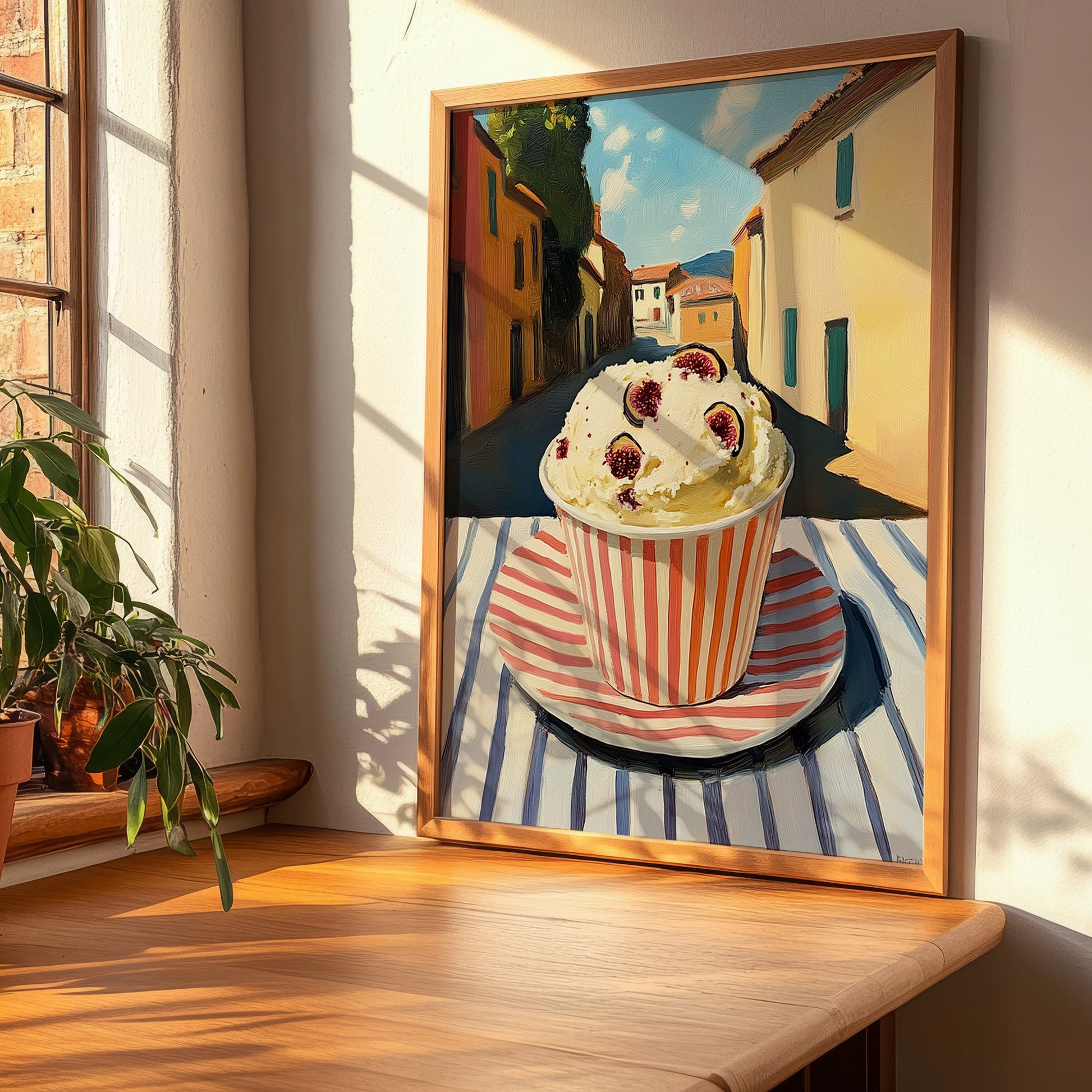 Gelato Ricotta E Fichi – Italian Café on the Corner, Gelato Still Life, clean layout with no caption