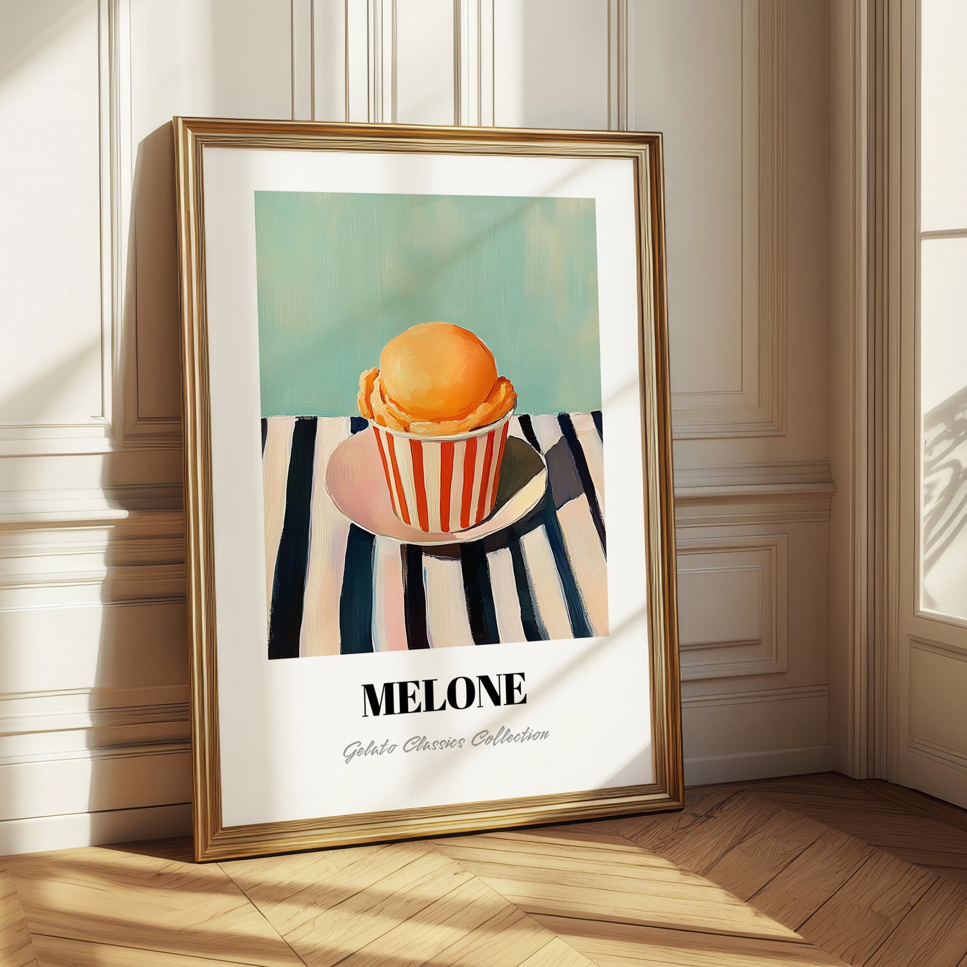 Melone – on Striped Tablecloth, Gelato Wall Decor