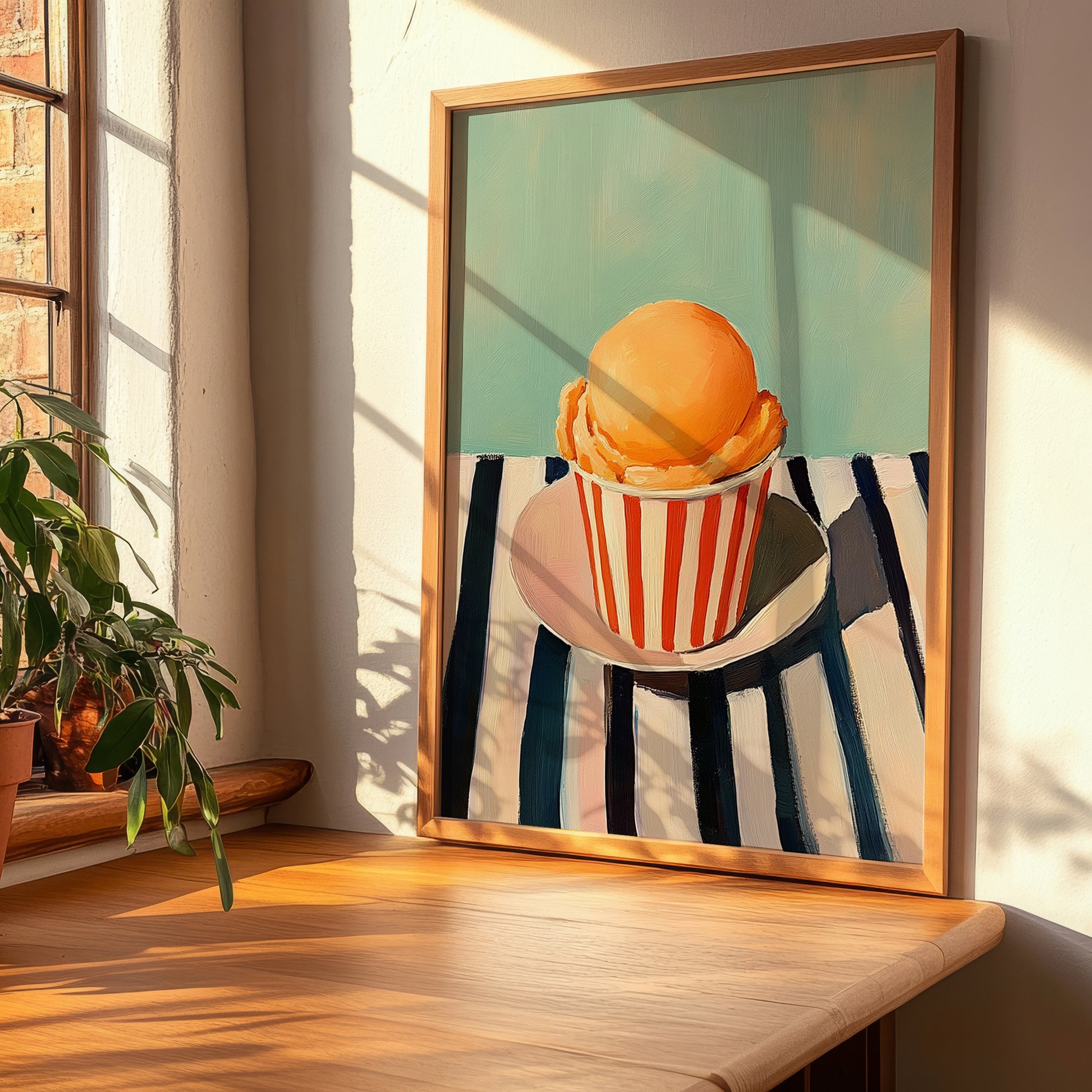 Melone – on Striped Tablecloth, Gelato Wall Decor, clean layout with no caption