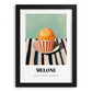 Melone – on Striped Tablecloth, Gelato Wall Decor, in sleek black frame