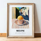 Gelato Melone – Italian Street Café Scene, Gelato Painting, in wooden frame leaning on the floor