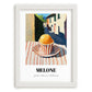 Gelato Melone – Italian Street Café Scene, Gelato Painting, placed in minimal white frame