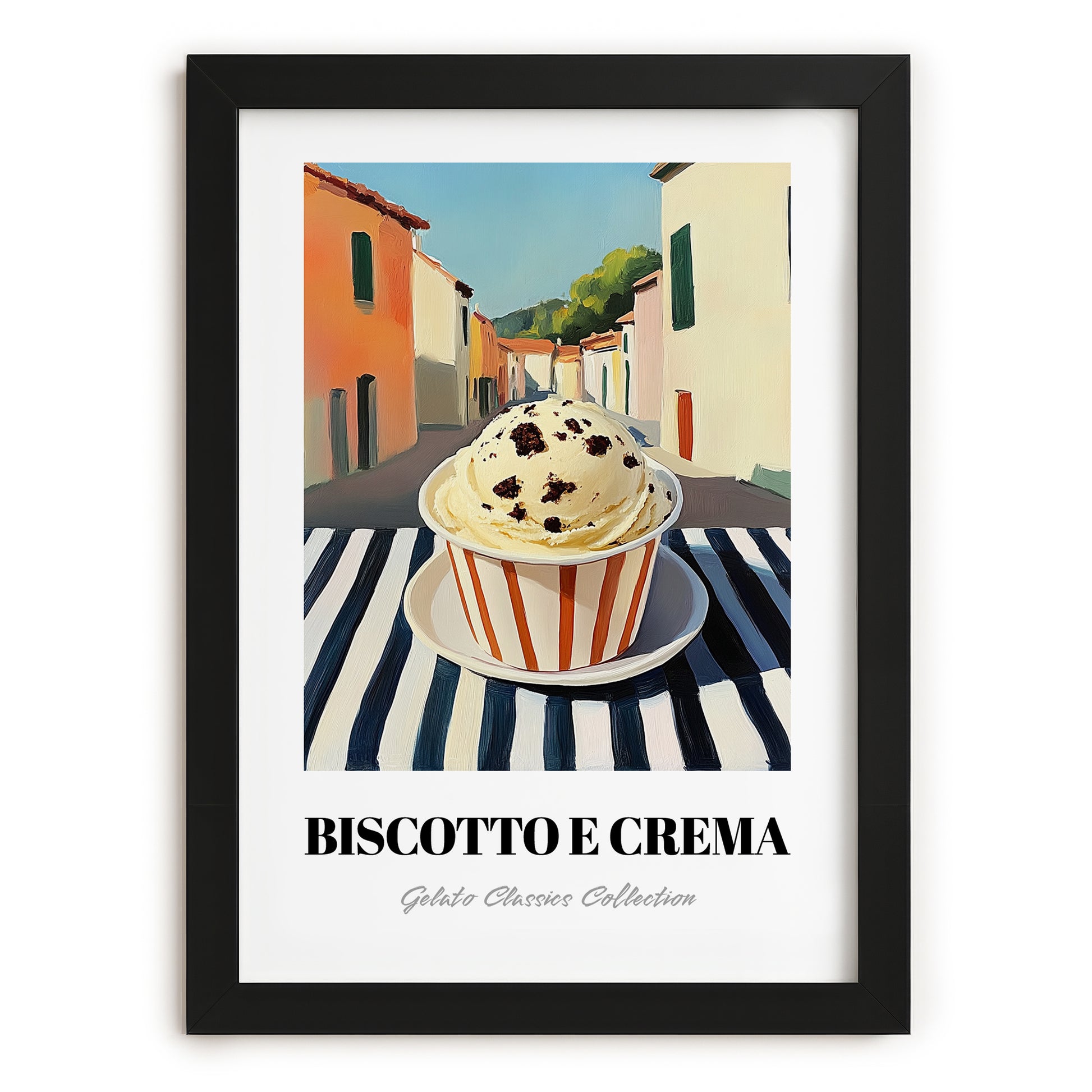 Gelato Biscotto E Crema – Italian Café on the Corner, Gelato Poster, in sleek black frame