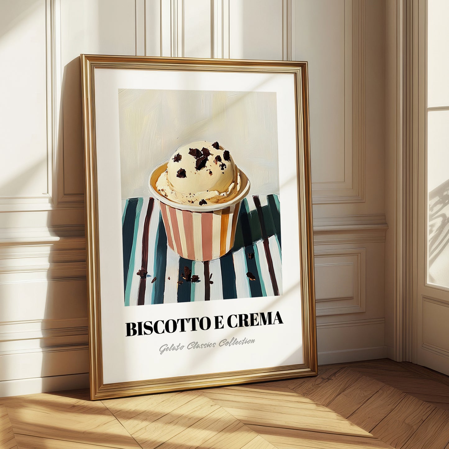 Biscotto E Crema – on Striped Tablecloth, Gelato Painting