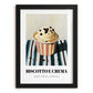 Biscotto E Crema – on Striped Tablecloth, Gelato Painting, in sleek black frame