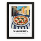 Pizza Margherita – Italian Urban Café Scene, Pizza Still Life, in sleek black frame
