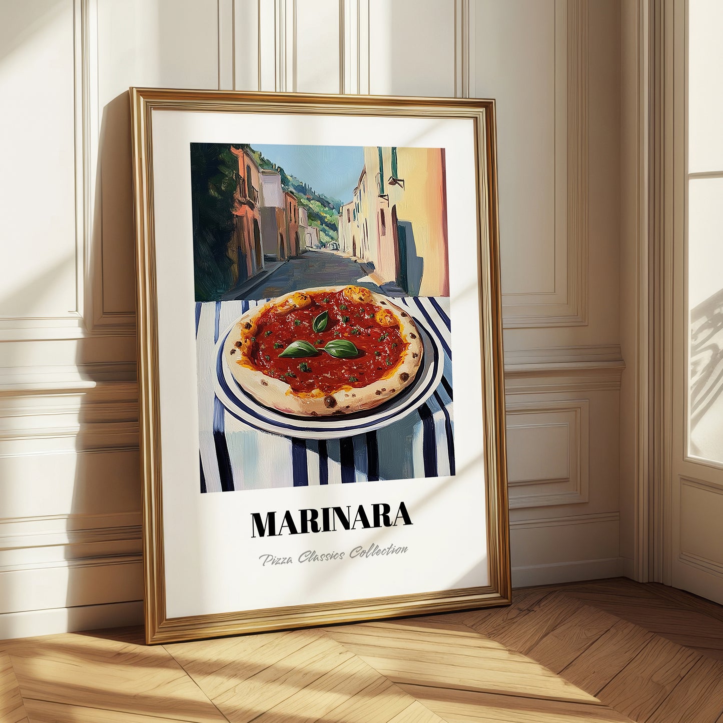 Pizza Marinara – Italian Outdoor Café Scene, Pizza Painting