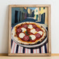 Pizza Diavola – Italian Outdoor Café Scene, Pizza Wall Decor, no-text version framed in wood