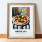Pizza Ortolana – Italian Café on the Corner, Pizza Poster, in wooden frame leaning on the floor