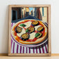 Pizza Parmigiana – Italian Café on the Corner, Pizza Painting, no-text version framed in wood
