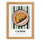 Calzone – on Striped Tablecloth, Pizza Wall Art, set in oak frame