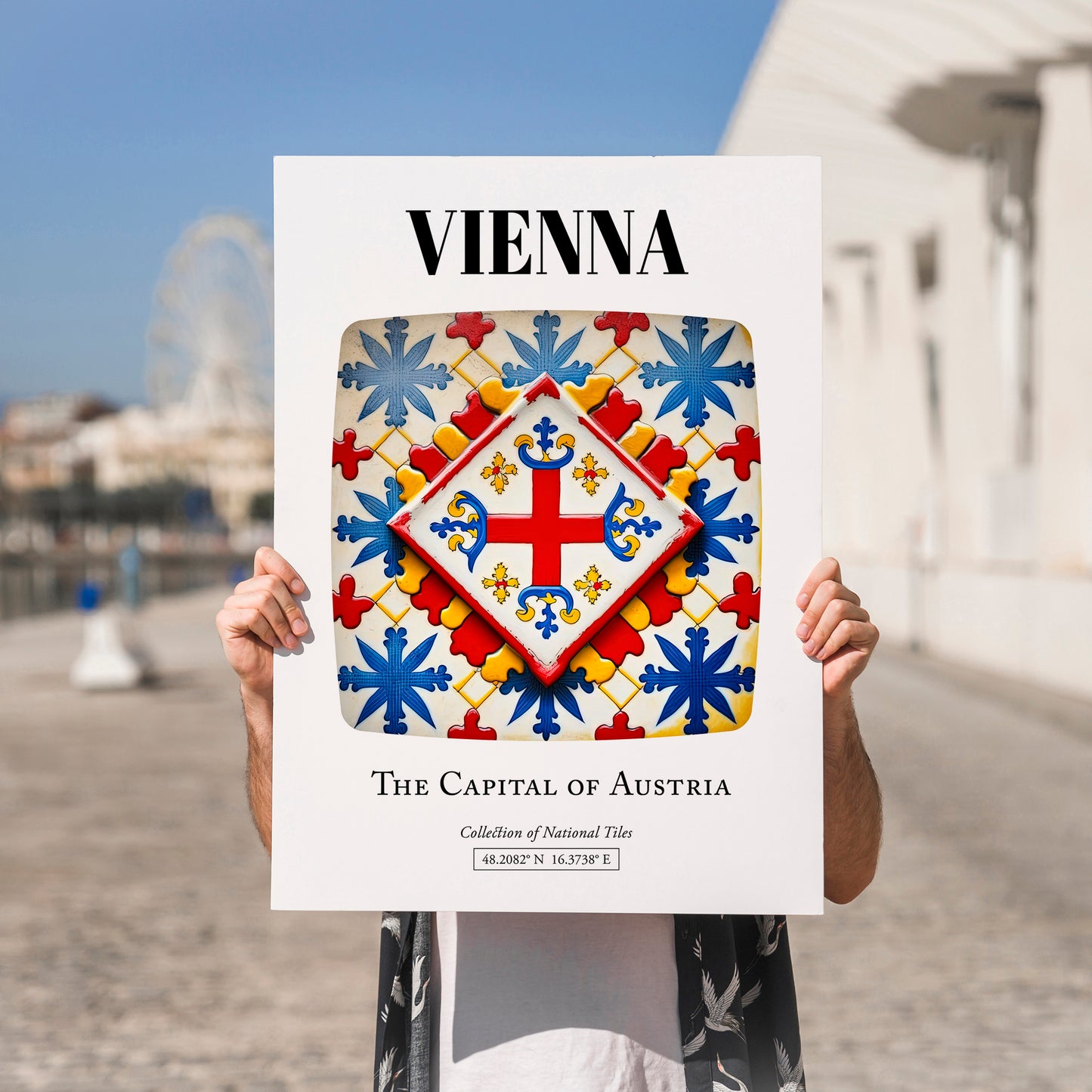 Vienna, Austria – Tourist Destination Poster, no-text version framed in wood